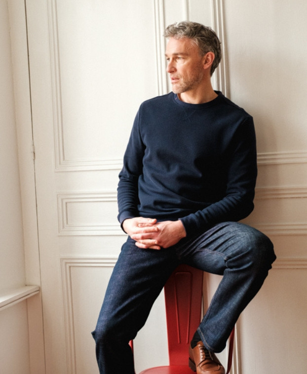 Sweat Paul piqué bleu marine en fibres recyclées - La Gentle Factory