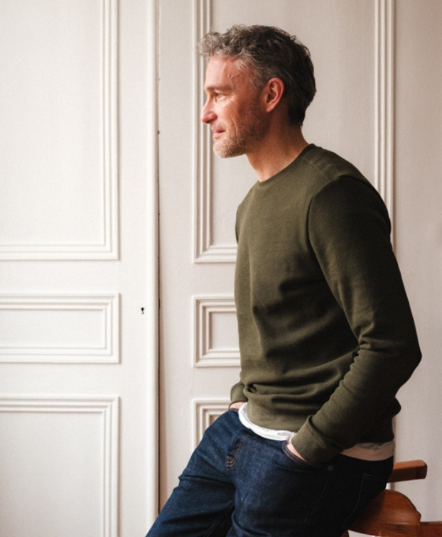 Sweat Français Homme Recyclé Paul Kaki chiné - La Gentle Factory