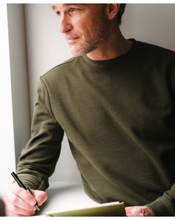 Sweat Paul piqué kaki chiné en fibres recyclées - vue Lifetsyle