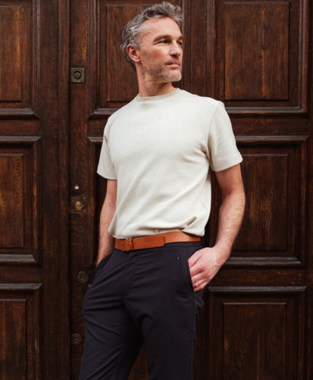 Tee-shirt Homme Isao Lourd Piqué Beige Coton Recyclé - La Gentle Factory
