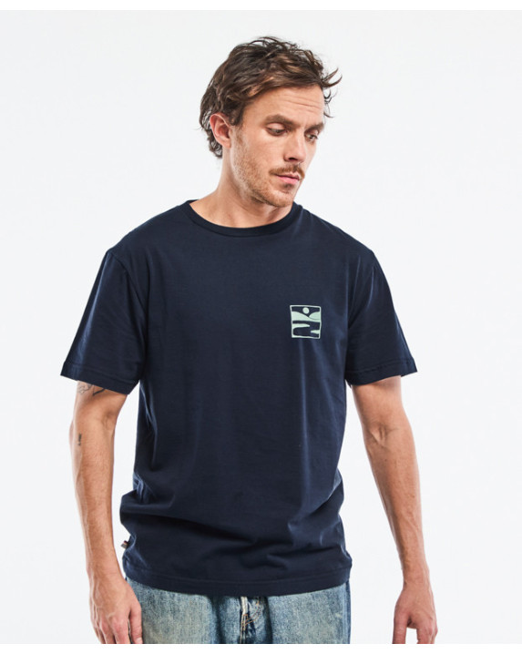 Tee-shirt Prodige print "Cours d'eau" marine en coton bio - La Gentle Factory