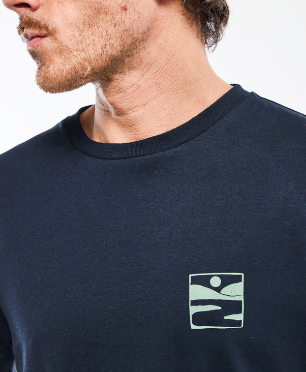 Tee-shirt Prodige print "Cours d'eau" marine en coton bio - La Gentle Factory