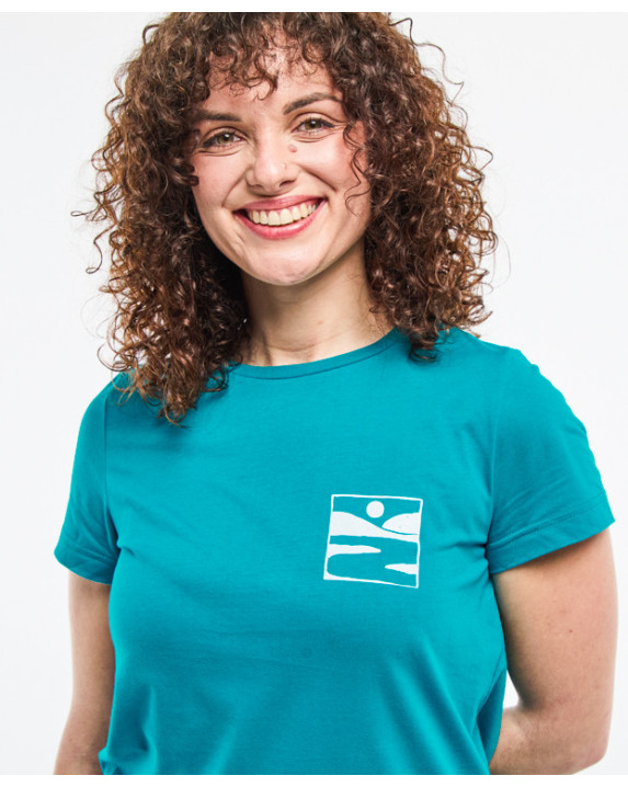 Tee-shirt Blanche print Cours d'eau turquoise en coton bio - zoom