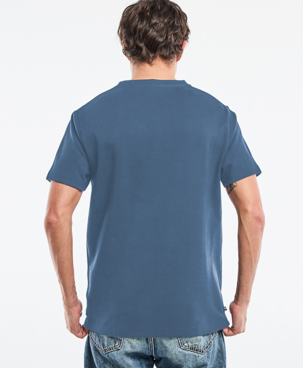 Tee-shirt Isao lourd en maille milano bleu moyen made in France - dos