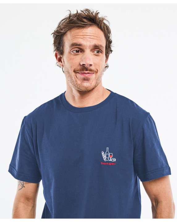 Tee-shirt Barthélémien "french apéro" Indigo en coton bio - vue face