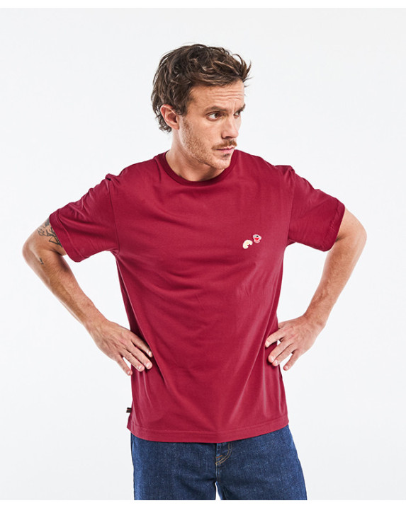 Tee-shirt Barthélémien "café croissant" Bordeaux en coton bio - vue face