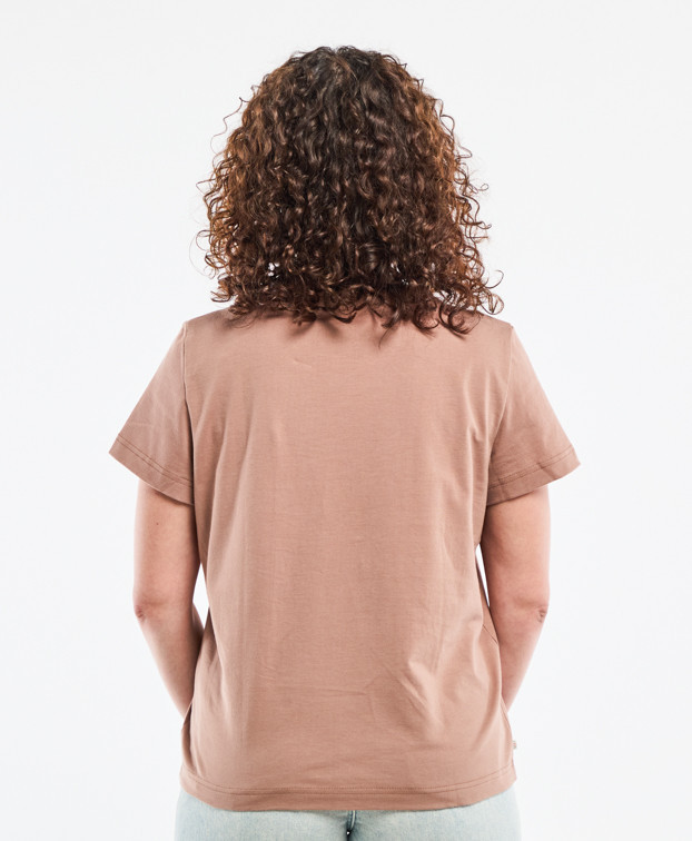 Tee-shirt Brune brodé paysage camel en coton bio - dos