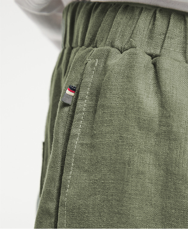 Short Liam made in France en lin kaki - poche