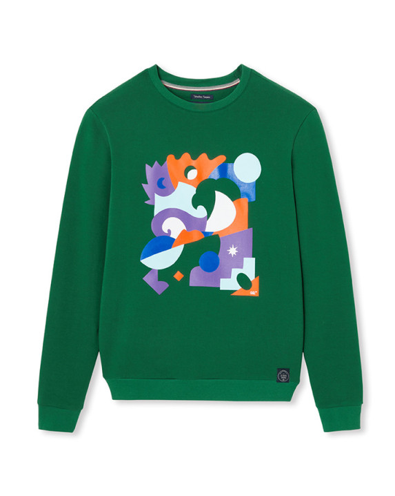 Sweat Homme Made In France Sacha Vert Coton Bio - La Gentle Factory