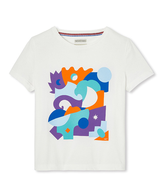 Tee-shirt Prune G&L écru en coton bio - face