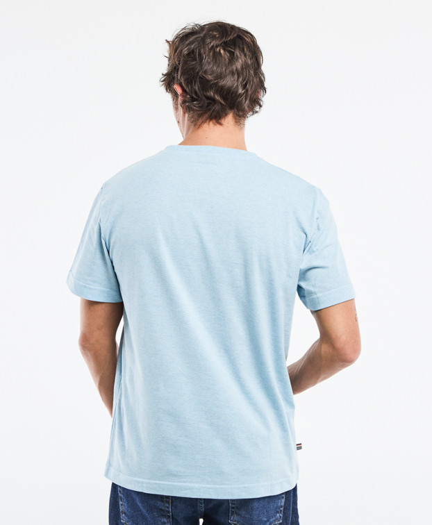 Tee-shirt Barthélémien brodé vélo bleu ciel made in France - dos