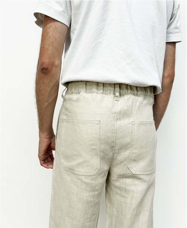 Pantalon Leny en lin sable Made in France - dos