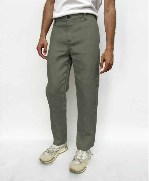 Pantalon Leny en lin sable Made in France - face