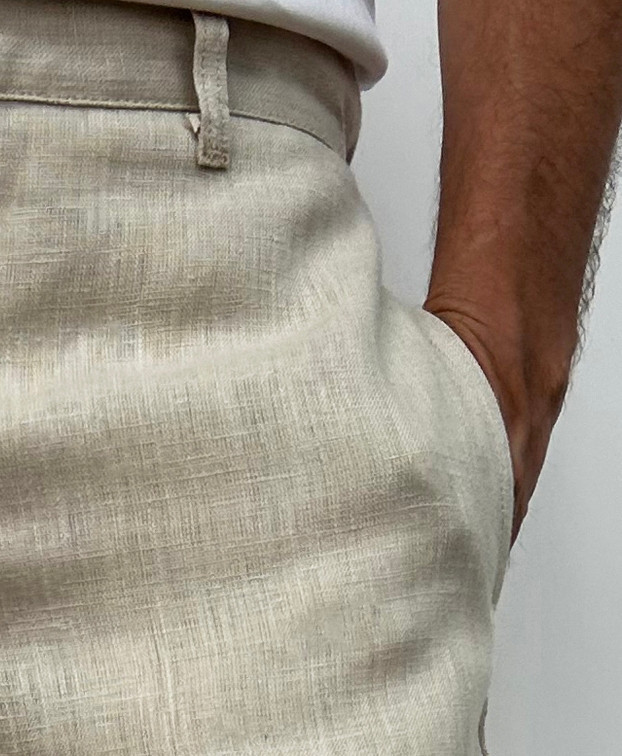 Pantalon Leny en lin sable Made in France - zoom matière
