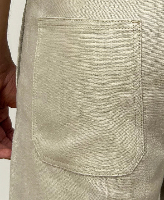 Pantalon Leny en lin sable Made in France - zoom poche arrière