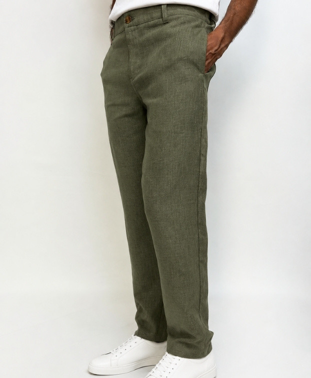 Pantalon Leny en lin kaki Made in France - La Gentle Factory