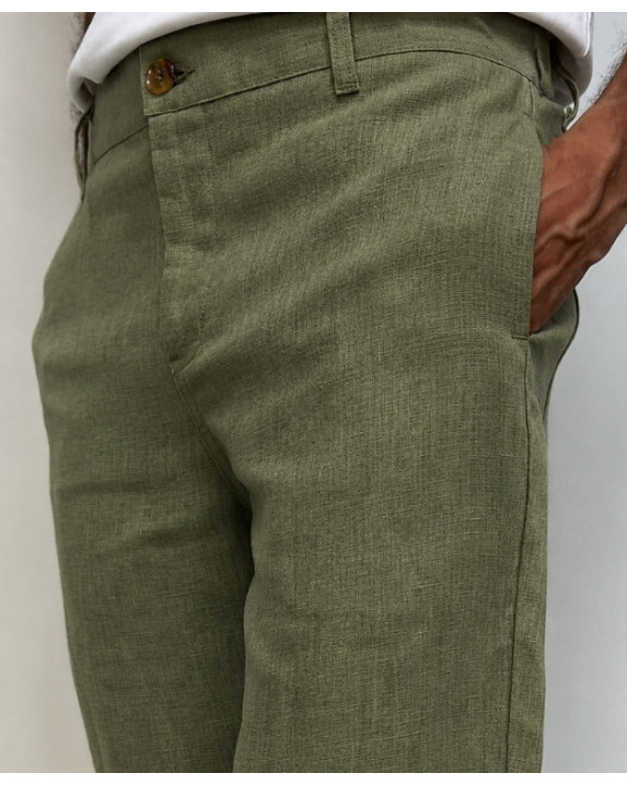 Pantalon Leny en lin kaki Made in France - vue poche