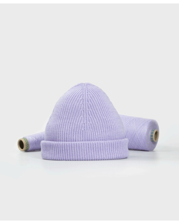 Bonnet Briac mauve made in France en laine mérinos - aplat