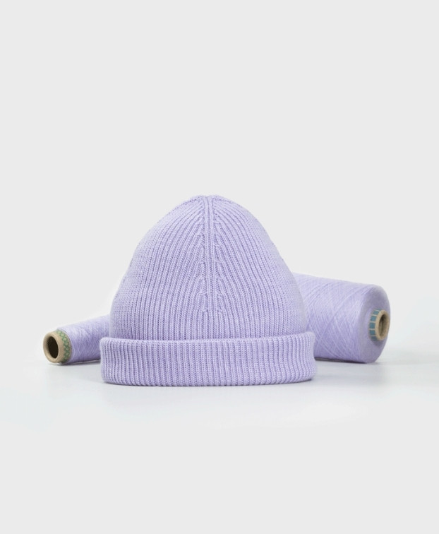 Bonnet Briac mauve made in France en laine mérinos - aplat