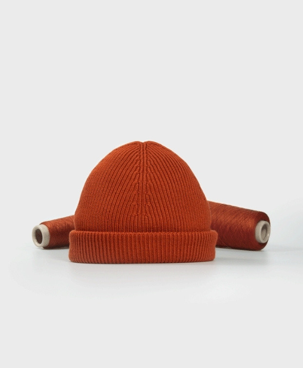 Bonnet Briac orange brique made in France en laine mérinos