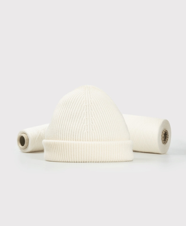 Bonnet Briac écru made in France en laine mérinos - aplat