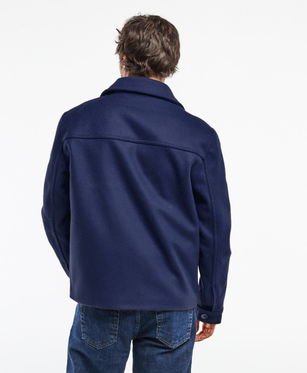 Blouson Ben en drap de laine marine Made in France - vue dos