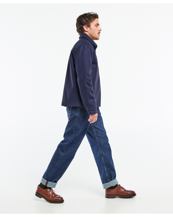 Blouson Ben en drap de laine marine Made in France -vue côté
