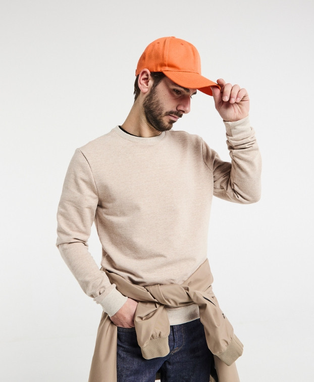 Justin, le sweat tout simple -Beige recyclé - vue face