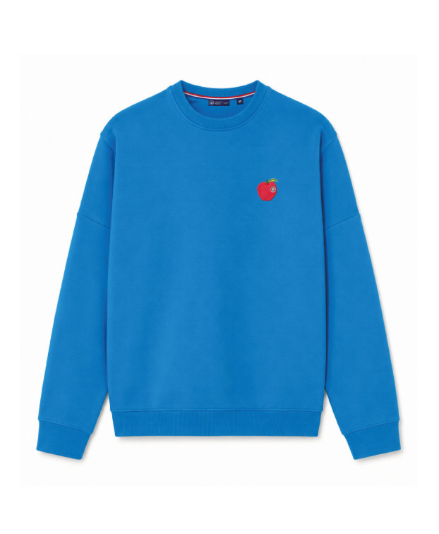 Sweat Femme en coton bio bleu brodé pomme made in France - Berenice - La Gentle Factory - vue de face