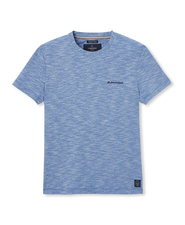 Tee-shirt Baptiste brodé "French Touch" bio & recyclé bleu -aplat- La Gentle Factory Tee-shirt Baptiste brodé "French Touch" bio & recyclé bleu -aplat- La Gentle Factory