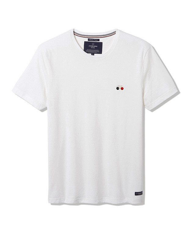 T Shirt Made In France Broderie vélo Baptiste Ecru Coton Bio - La Gentle Factory à plat T Shirt Made In France Broderie vélo Baptiste Ecru Coton Bio - La Gentle Factory à plat