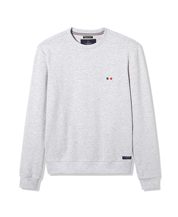 Sweat Basile brodé gris recyclé - La Gentle Factory - A plat Sweat Basile brodé gris recyclé - La Gentle Factory - A plat
