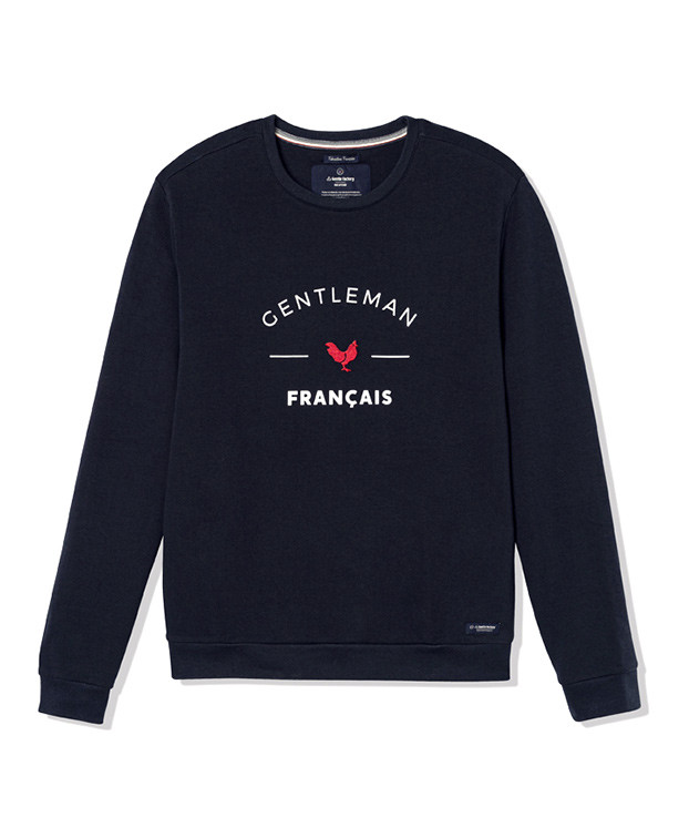 Sweat homme David Gentleman français bleu marine en coton bio vue aplat - La Gentle Factory Sweat homme David Gentleman français bleu marine en coton bio vue aplat - La Gentle Factory