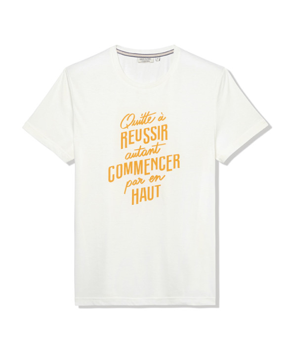 Tee-shirt Homme Hugues écru en coton bio vue aplat - La Gentle Factory