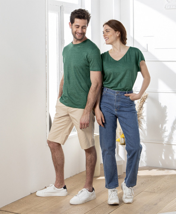 Tee-shirt Sophie vert en lin  - La Gentle Factory