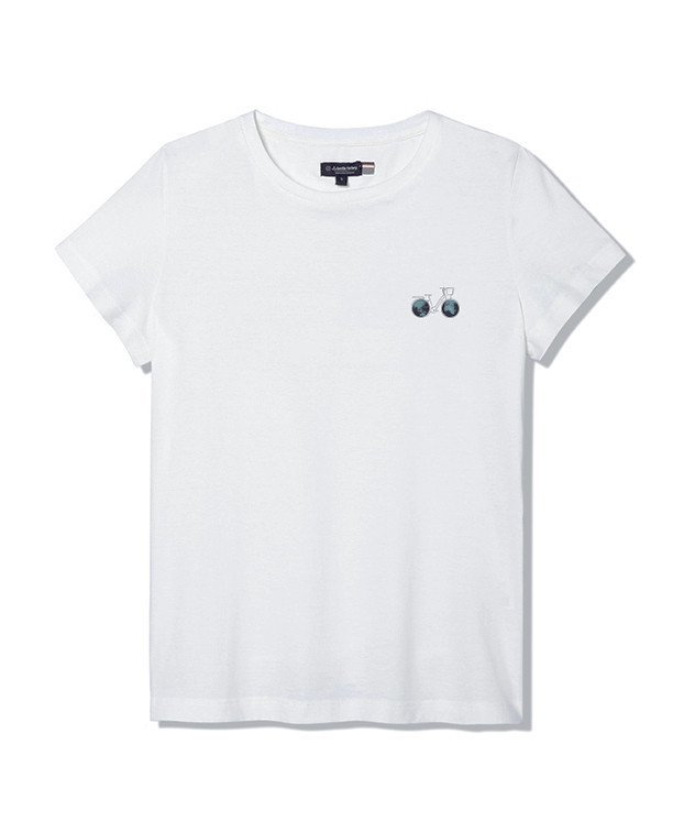 Tee-shirt Paola blanc brodé vélo aplat - La Gentle Factory Tee-shirt Paola blanc brodé vélo aplat - La Gentle Factory