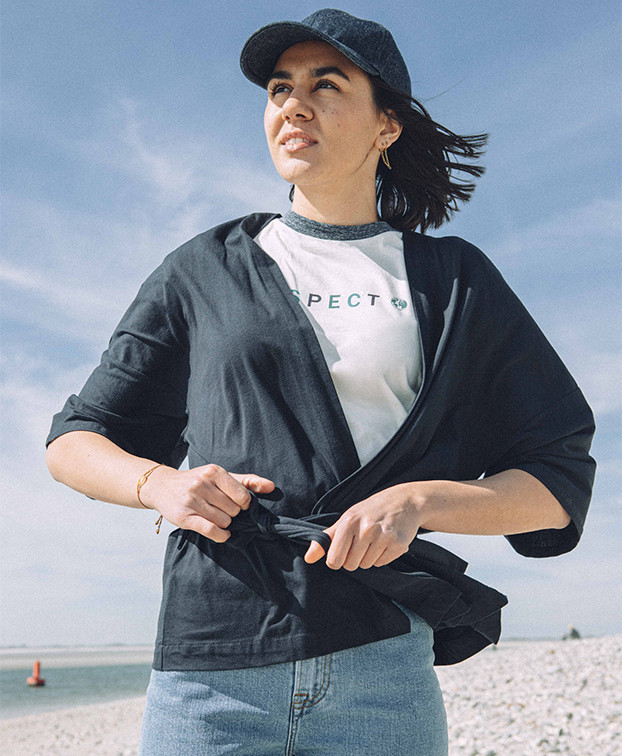 Tee-shirt Palmyre "Respect" écru en coton bio - vue de face - La Gentle Factory Tee-shirt Palmyre "Respect" écru en coton bio - vue de face - La Gentle Factory