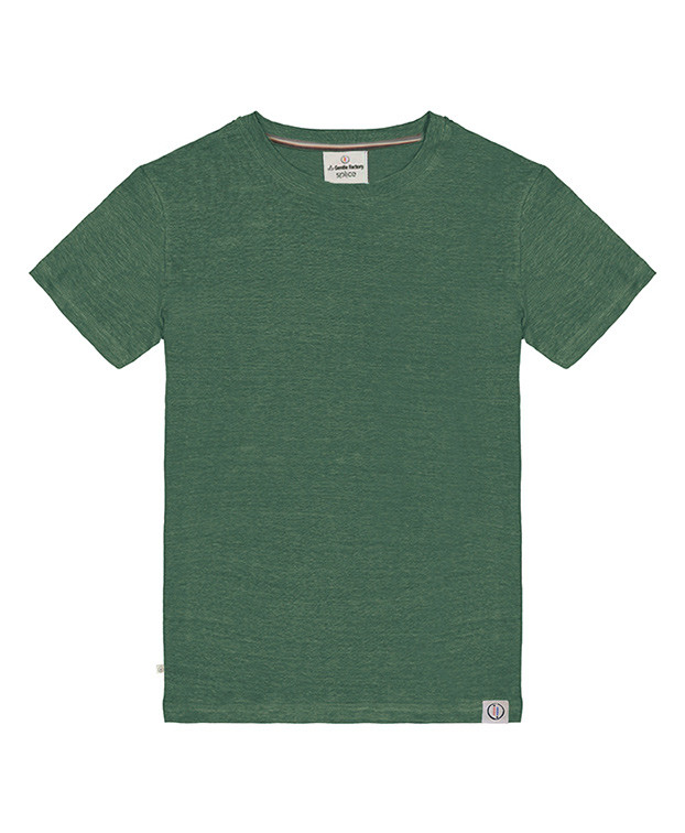 Tee-shirt Sofiane vert en lin - aplat - La Gentle Factory