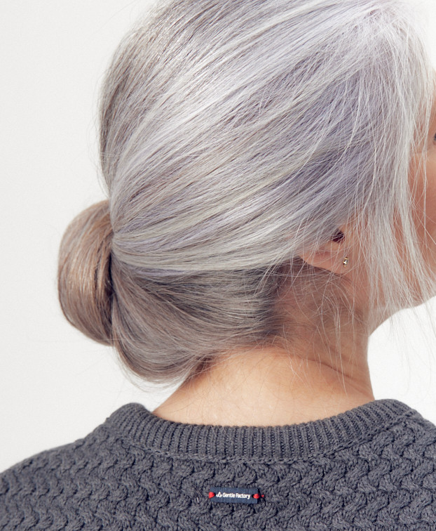 Pull Pascaline gris - Vue col arrière Pull Pascaline gris - Vue col arrière
