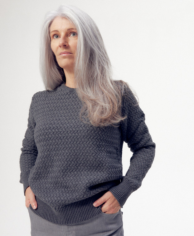 Pull Pascaline gris - Vue devant zoom Pull Pascaline gris - Vue devant zoom