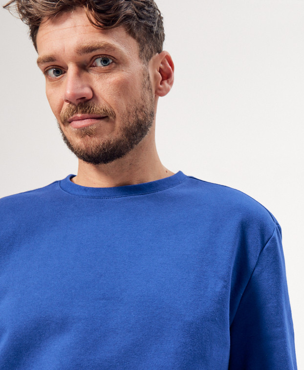 Sweat Hercule bleu - Vue zoom devant Sweat Hercule bleu - Vue zoom devant