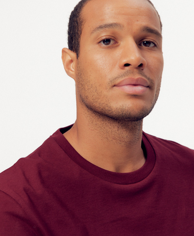 Tee-shirt Icare bordeaux - Zoom col Tee-shirt Icare bordeaux - Zoom col