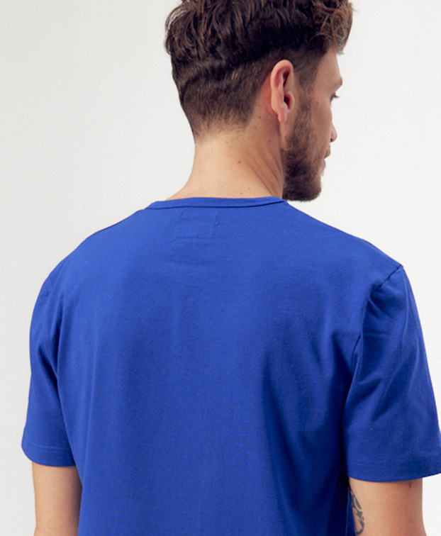 Tee-shirt Philibert bleu recyclé - Vue de dos zoom Tee-shirt Philibert bleu recyclé - Vue de dos zoom