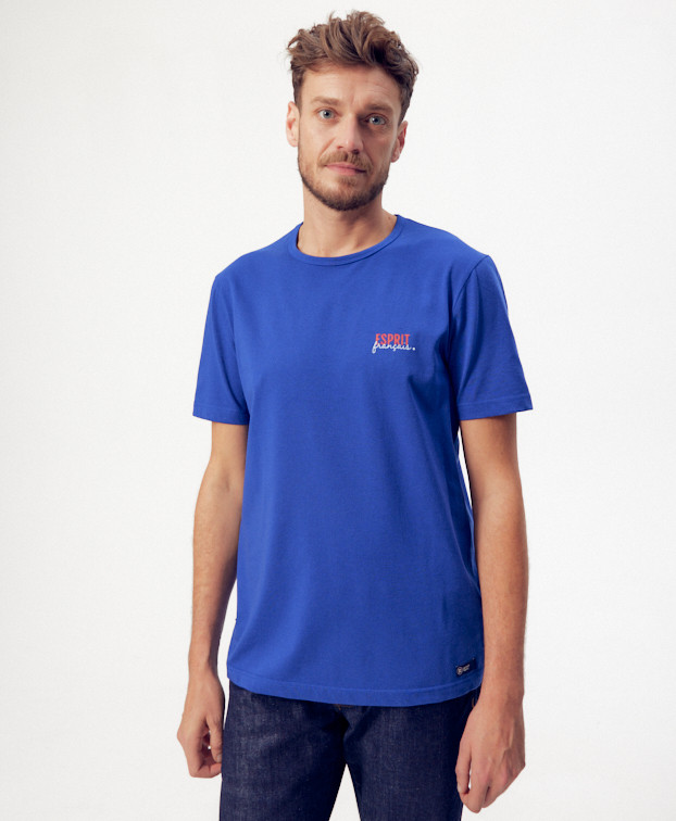 Tee-shirt Philibert bleu recyclé - Vue devant Tee-shirt Philibert bleu recyclé - Vue devant