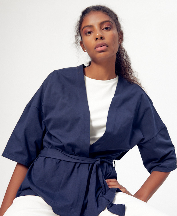 Veste kimono Kim bleu - vue principale Veste kimono Kim bleu - vue principale