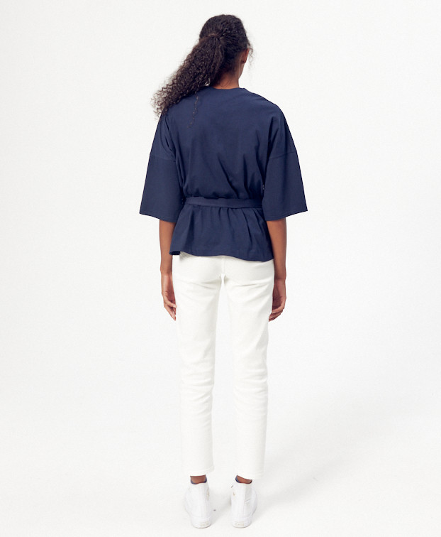 Veste kimono Kim bleu - vue de dos Veste kimono Kim bleu - vue de dos