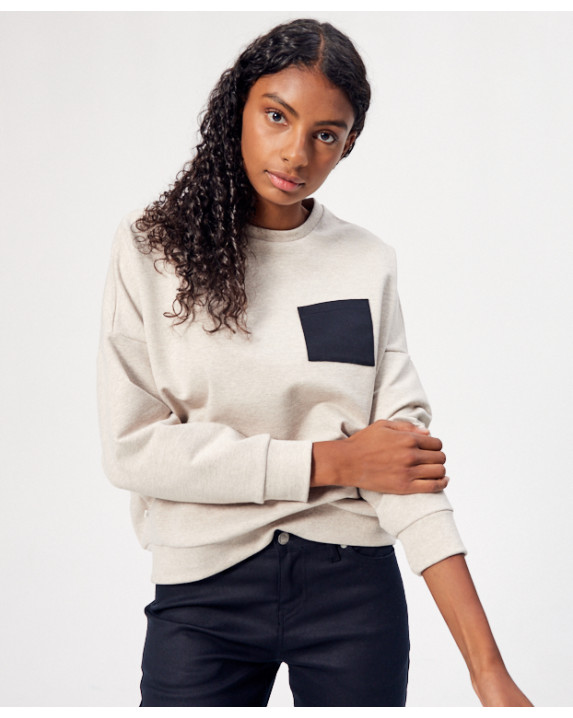 Sweat Bertie beige recyclé - La Gentle Factory - Vue principale