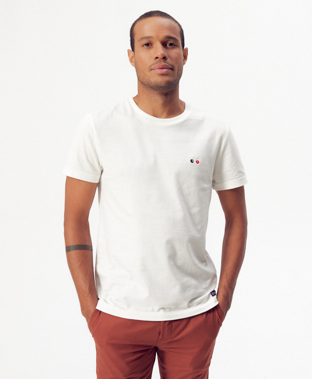 Tee-shirt Baptiste brodé écru - La Gentle Factory - Vue devant Tee-shirt Baptiste brodé écru - La Gentle Factory - Vue devant