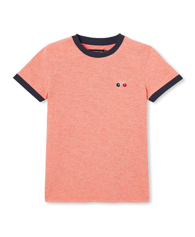 Tee-shirt Bertin brodé vélo corail - La Gentle Factory - A plat Tee-shirt Bertin brodé vélo corail - La Gentle Factory - A plat