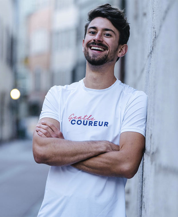 Tee-shirt running Dan blanc recyclé - La Gentle Factory - Vue de Face Tee-shirt running Dan blanc recyclé - La Gentle Factory - Vue de Face